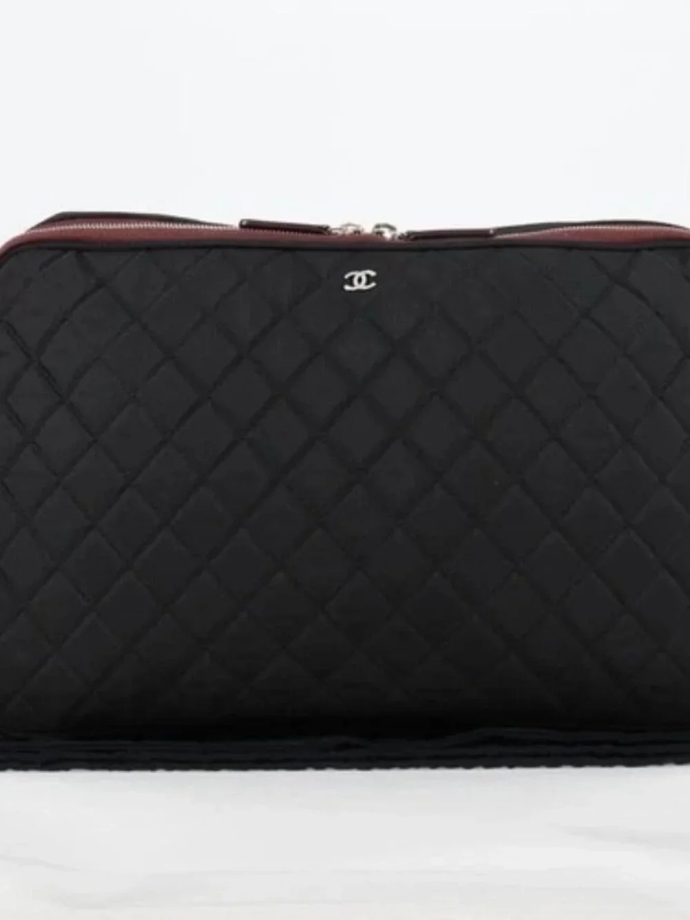 CHANEL Matelasse PC Case Nylon Black Silver CC Auth 121516M